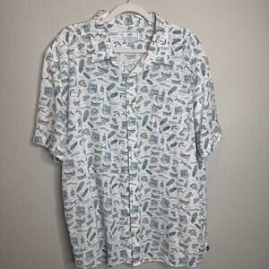 Southern Tide Mens Sz XX-Large Linen Euro Scenic Fishing Camp Shirt